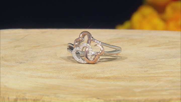 White Diamond Accent Rhodium And 14k Rose Gold Over Sterling Silver Ring Video Thumbnail
