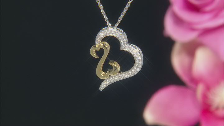 White Diamond Rhodium And 14k Yellow Gold Over Sterling Silver Pendant 0.40ctw Video Thumbnail