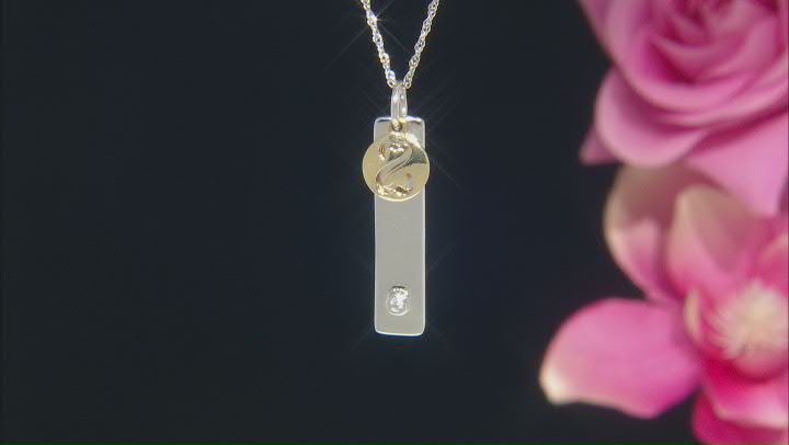 White Diamond Accent Rhodium And 14k Yellow Gold Over Sterling Silver Pendant Video Thumbnail