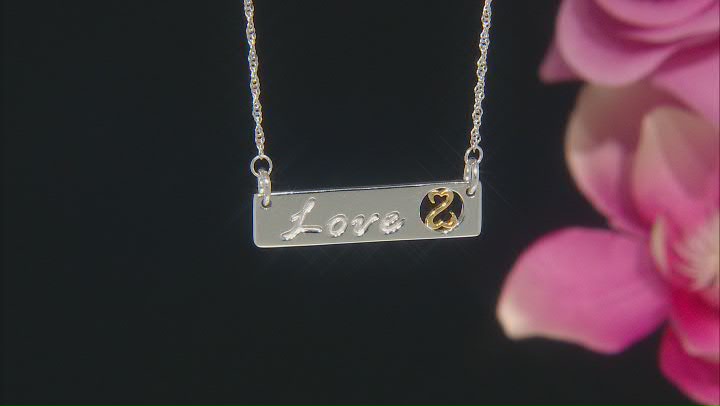 Rhodium And 14k Yellow Gold Over Sterling Silver Love Necklace Video Thumbnail