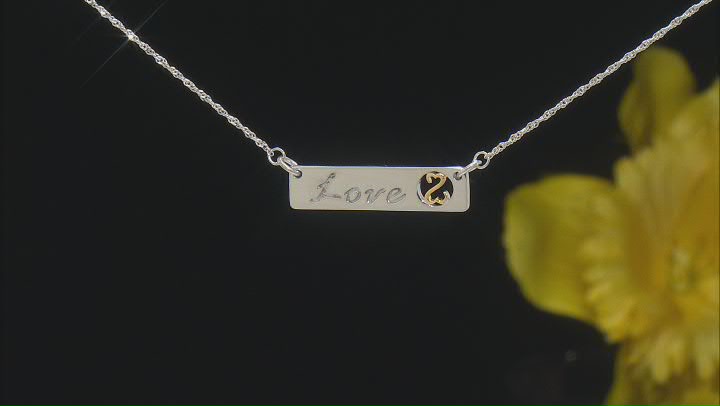 Rhodium And 14k Yellow Gold Over Sterling Silver Love Necklace Video Thumbnail