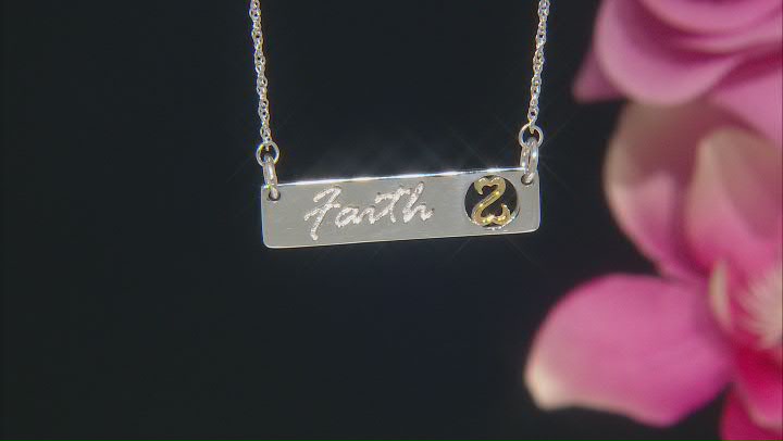 Rhodium And 14k Yellow Gold Over Sterling Silver Faith Necklace Video Thumbnail