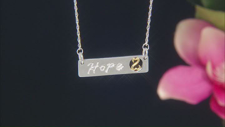 Rhodium And 14k Yellow Gold Over Sterling Silver Hope Necklace Video Thumbnail