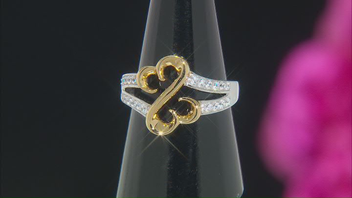 White Cubic Zirconia Rhodium And 14k Yellow Gold Over Sterling Silver Ring 0.40ctw Video Thumbnail