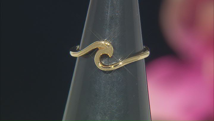 14k Yellow Gold Over Sterling Silver Wave Ring Video Thumbnail