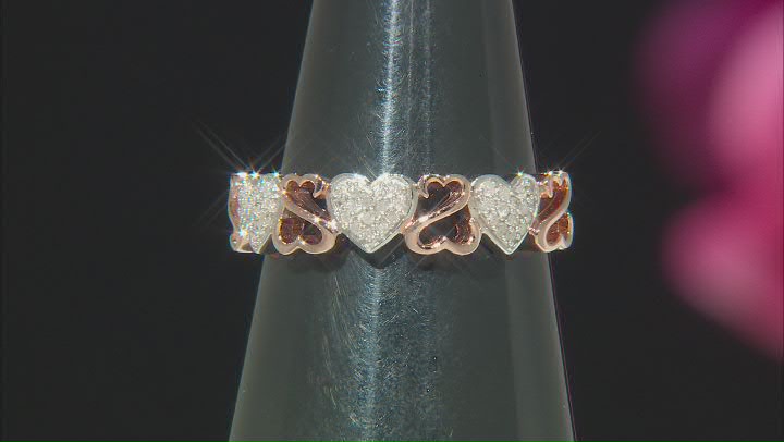 White Diamond Rhodium And 14k Rose Gold Over Sterling Silver Band Ring 0.15ctw