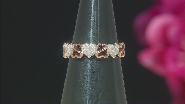 White Diamond Rhodium And 14k Rose Gold Over Sterling Silver Band Ring 0.15ctw Video Thumbnail