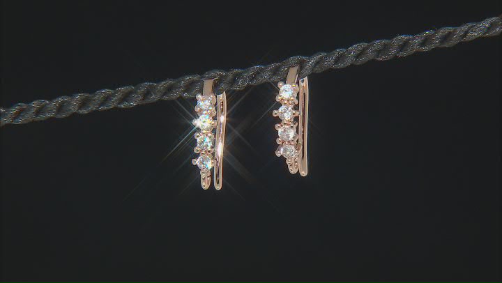 Rose Gold 18k Plated over Brass Ear Wire 5 CZ (1 Pair) Video Thumbnail
