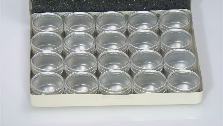 Aluminum Box with 20 Round Shape Glass Top Aluminum Containers appx 30x18mm Video Thumbnail