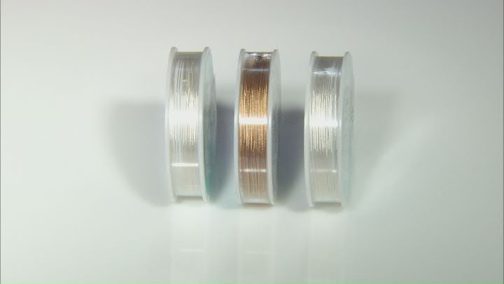 49 Strand Silver and Gold Tone Bead Stringing Wire in 2 Diameters appx 30' Total Video Thumbnail