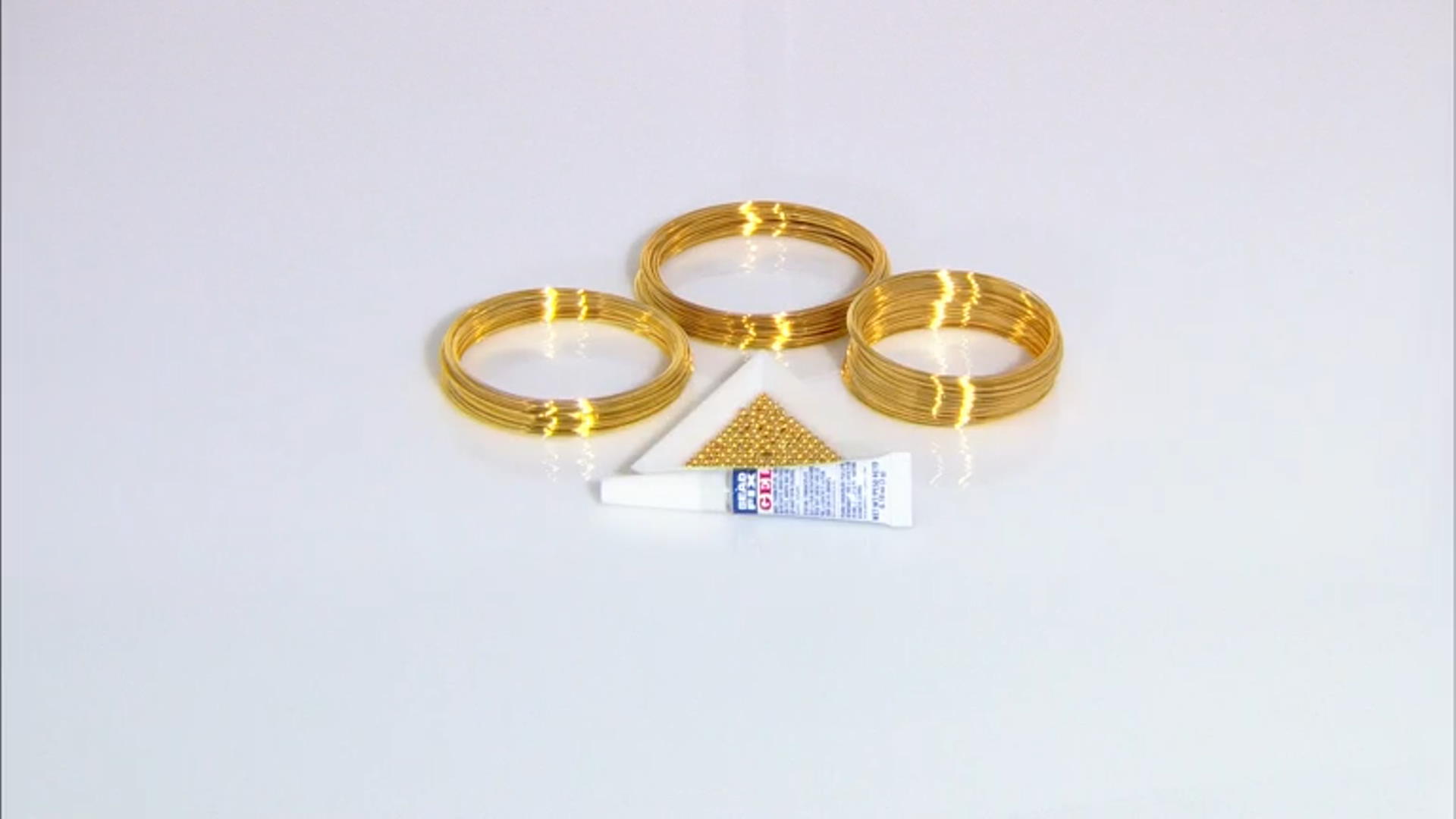Bracelet Memory Wire 3 Ounces Total in Gold Tone in 3 sizes with End Caps & Glue Video Thumbnail
