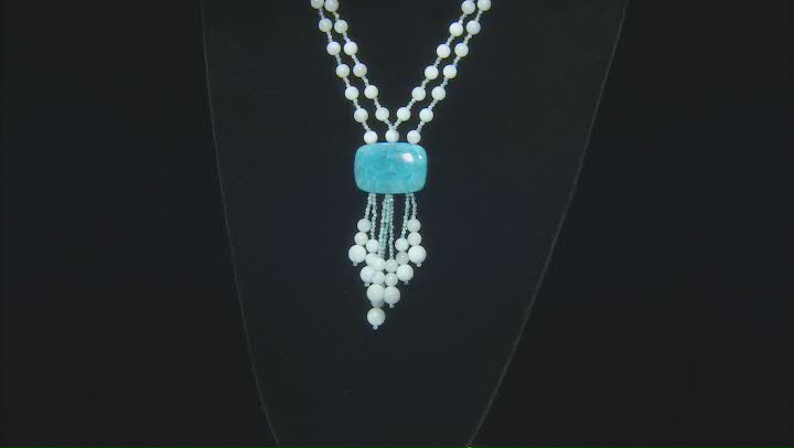 Blue Dreamy Aquamarine Rhodium Over Sterling Silver Necklace Video Thumbnail