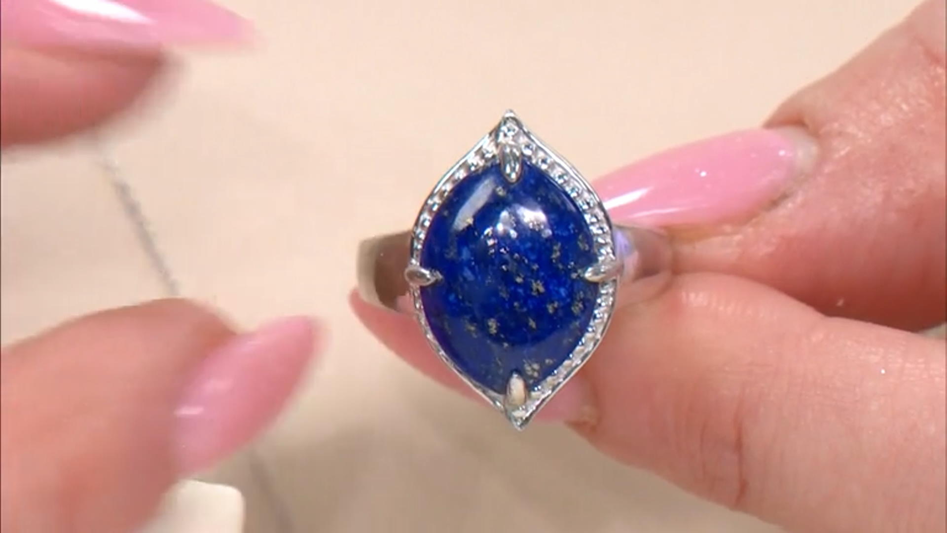 Blue Lapis Lazuli Rhodium Over Sterling Silver Ring Video Thumbnail