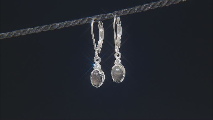 Silver Sheen Sapphire with Lab White Sapphire Rhodium Over Sterling Silver Jewelry Set 5.13ctw Video Thumbnail