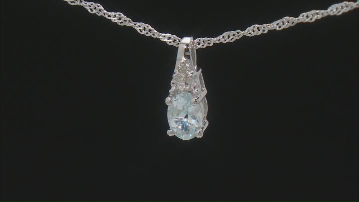 Blue Aquamarine With White Diamond Accent Rhodium Over Sterling Silver Jewelry Set 1.94ctw Video Thumbnail