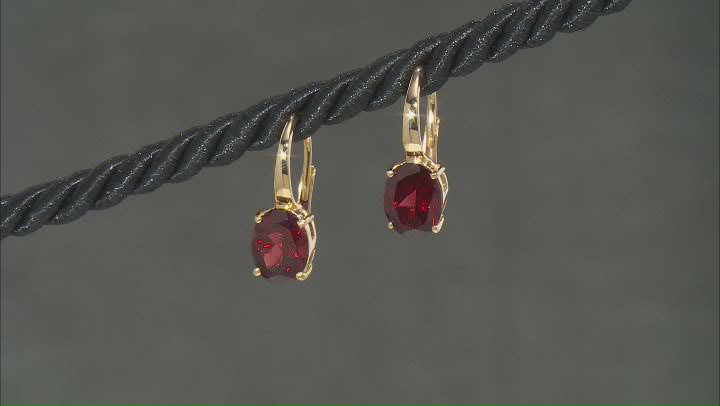 Red Garnet 18k Yellow Gold Over Sterling Silver Earrings 3.75ctw Video Thumbnail