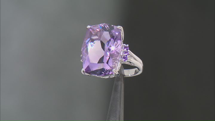 Lavender Amethyst Rhodium Over Sterling Silver Ring 14.61ctw Video Thumbnail
