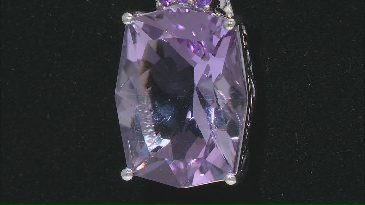 Lavender Amethyst Rhodium Over Sterling Silver Pendant With Chain 14.47ctw Video Thumbnail
