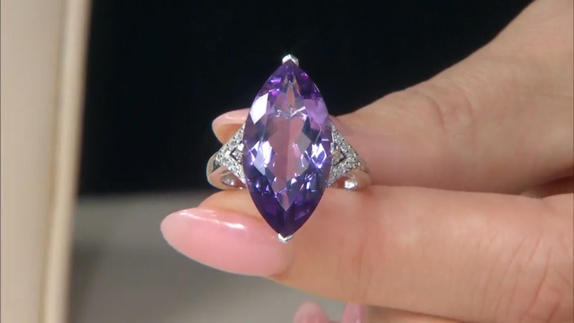 Purple Brazilian Amethyst With White Zircon Rhodium Over Sterling Silver Ring 8.66ctw Video Thumbnail