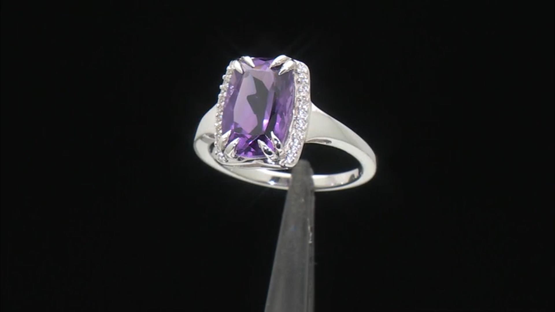 Lavender Amethyst With White Zircon Rhodium Over Sterling Silver Ring 3.37ctw Video Thumbnail