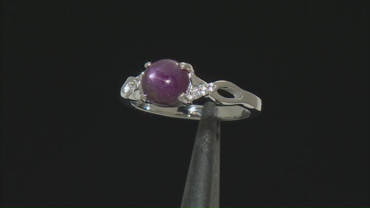 Red Indian Star Ruby Rhodium Over Sterling Silver Ring 2.71ctw Video Thumbnail