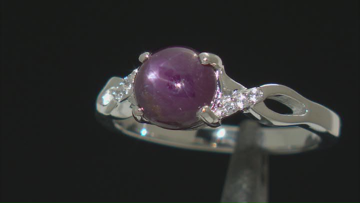 Red Indian Star Ruby Rhodium Over Sterling Silver Ring 2.71ctw Video Thumbnail