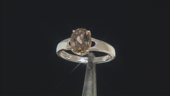 Brown Smoky Quartz Rhodium Over Sterling Silver Solitaire Ring 2.16ct Video Thumbnail