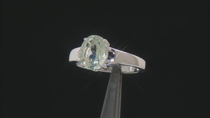 Green Prasiolite Rhodium Over Sterling Silver Solitaire Ring 2.25ct Video Thumbnail