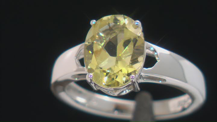 Yellow Quartz Rhodium Over Sterling Silver Solitaire Ring 2.25ct Video Thumbnail
