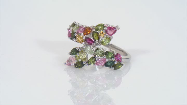 Multi-Tourmaline Rhodium Over Sterling Silver Ring 2.00ctw Video Thumbnail