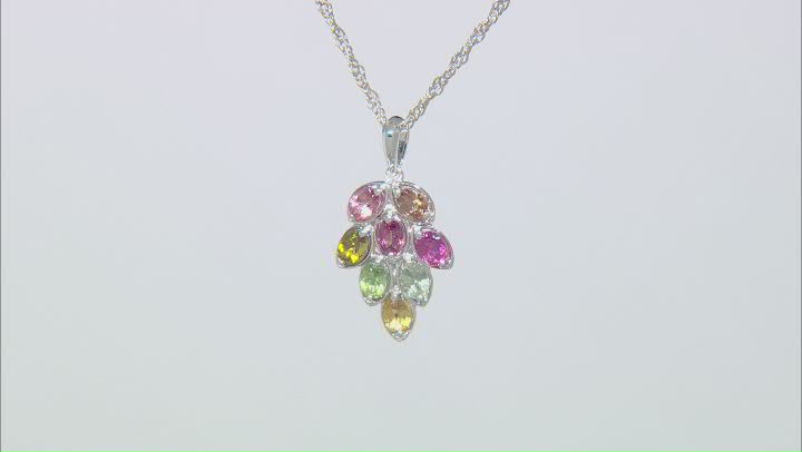 Multi-Tourmaline Rhodium Over Sterling Silver Pendant With Chain 1.15ctw Video Thumbnail