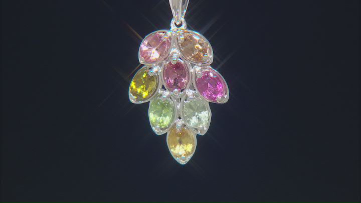 Multi-Tourmaline Rhodium Over Sterling Silver Pendant With Chain 1.15ctw Video Thumbnail