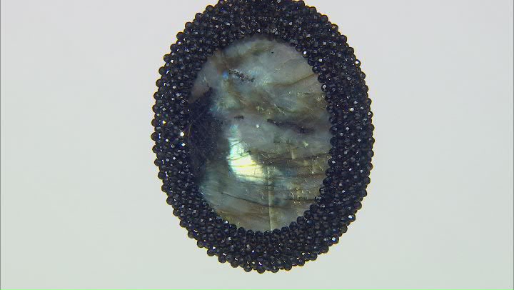 Gray Labradorite with Black Spinel Rhodium Over Sterling Silver Necklace Video Thumbnail