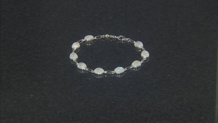 White Rainbow Moonstone Rhodium Over Sterling Silver Bracelet Video Thumbnail