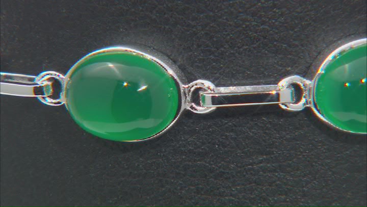 Green Onyx Rhodium Over Sterling Silver Bracelet Video Thumbnail