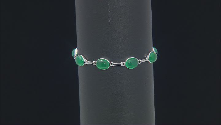 Green Onyx Rhodium Over Sterling Silver Bracelet Video Thumbnail