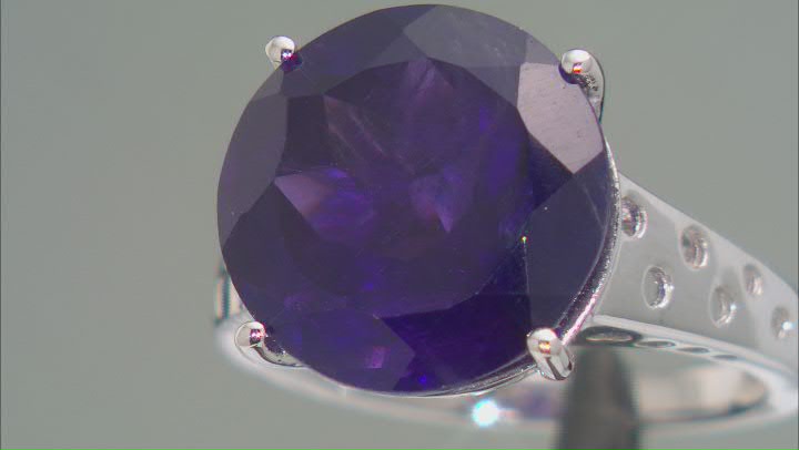 Purple African Amethyst Rhodium Over Sterling Silver Ring 7.98ct Video Thumbnail