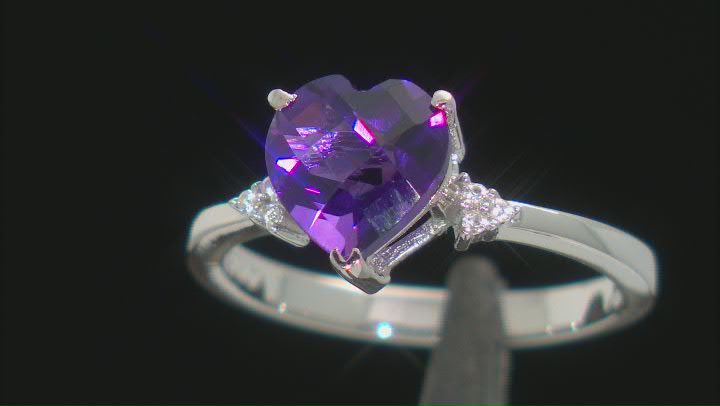 Purple Amethyst With White Zircon Rhodium Over Sterling Silver Ring 1.47ctw Video Thumbnail