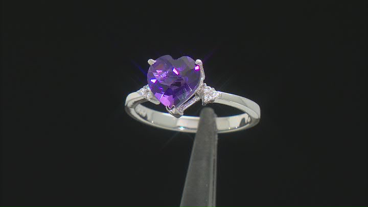 Purple Amethyst With White Zircon Rhodium Over Sterling Silver Ring 1.47ctw Video Thumbnail
