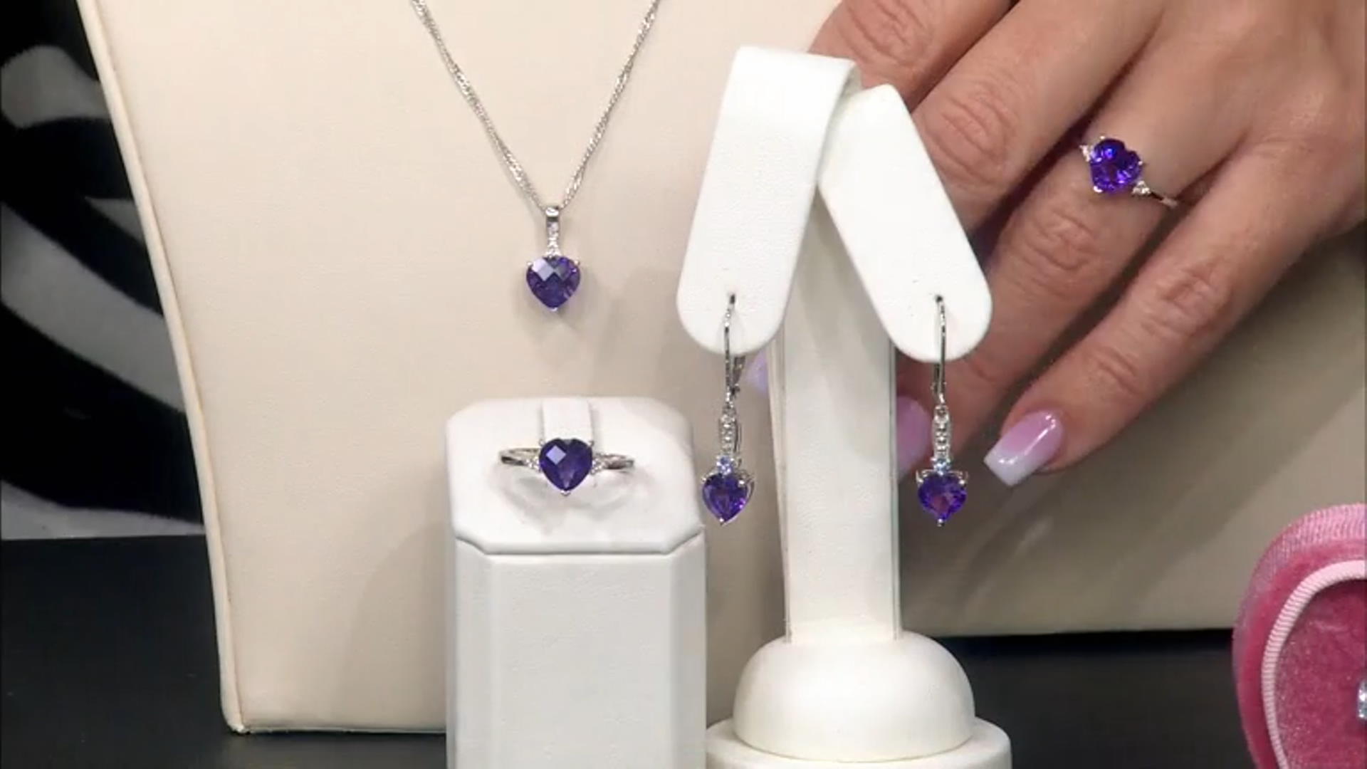 Purple Amethyst with White Zircon Rhodium Over Sterling Silver Pendant with Chain 1.46ctw Video Thumbnail