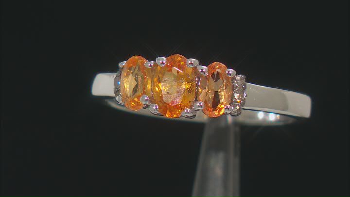 Orange Spessartite With Champagne Diamond Accent Rhodium Over Sterling Silver Ring 1.05ctw Video Thumbnail