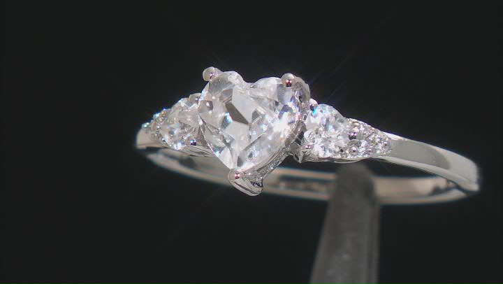 White Zircon Rhodium Over Sterling Silver Ring 1.14ctw Video Thumbnail