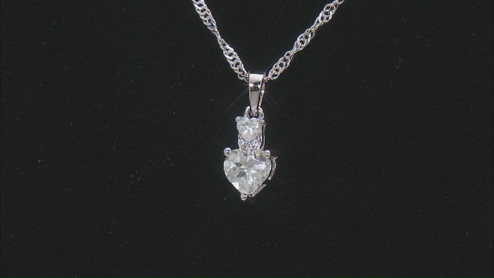 White Zircon Rhodium Over Sterling Silver Pendant With Chain .97ctw Video Thumbnail