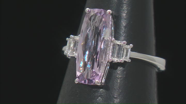 Lavender Amethyst With White Zircon Rhodium Over Sterling Silver Ring 3.33ctw Video Thumbnail