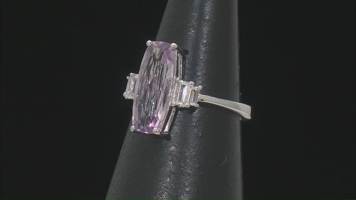 Lavender Amethyst With White Zircon Rhodium Over Sterling Silver Ring 3.33ctw Video Thumbnail