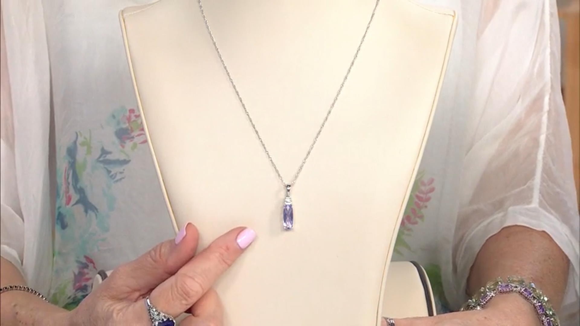 Lavender Amethyst With White Zircon Rhodium Over Sterling Silver Pendant With Chain 2.95ctw Video Thumbnail