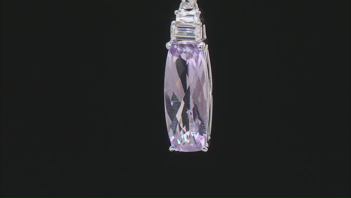 Lavender Amethyst With White Zircon Rhodium Over Sterling Silver Pendant With Chain 2.95ctw Video Thumbnail