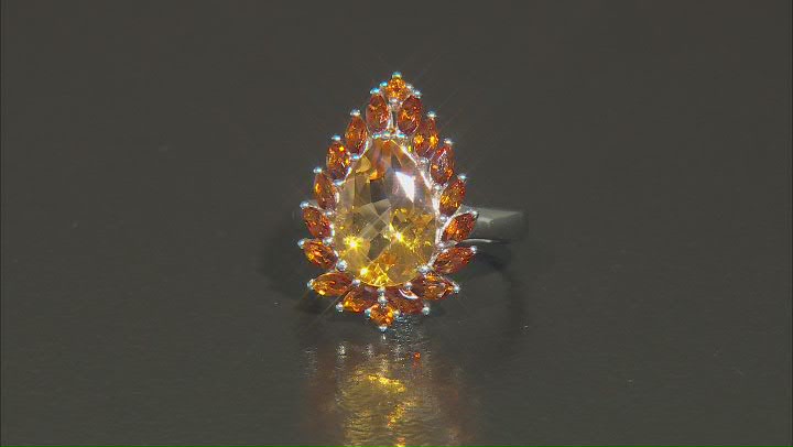 Citrine With Madeira Citrine Rhodium Over Sterling Silver Ring 3.69ctw Video Thumbnail