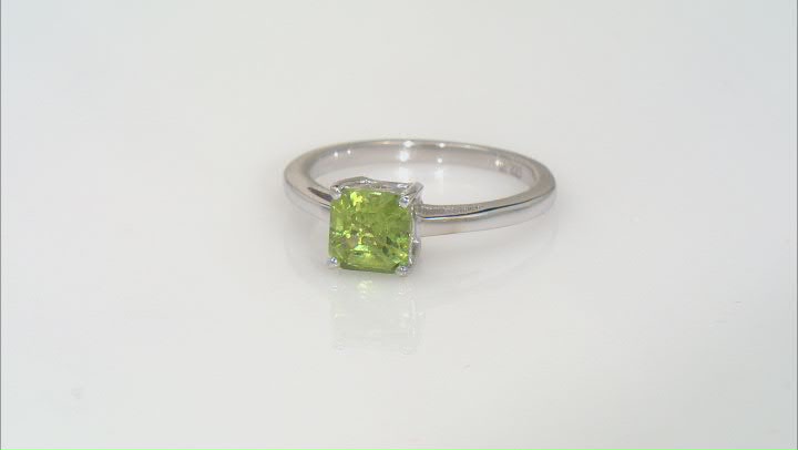 Green Peridot Rhodium Over Sterling Silver Ring 1.03ct Video Thumbnail