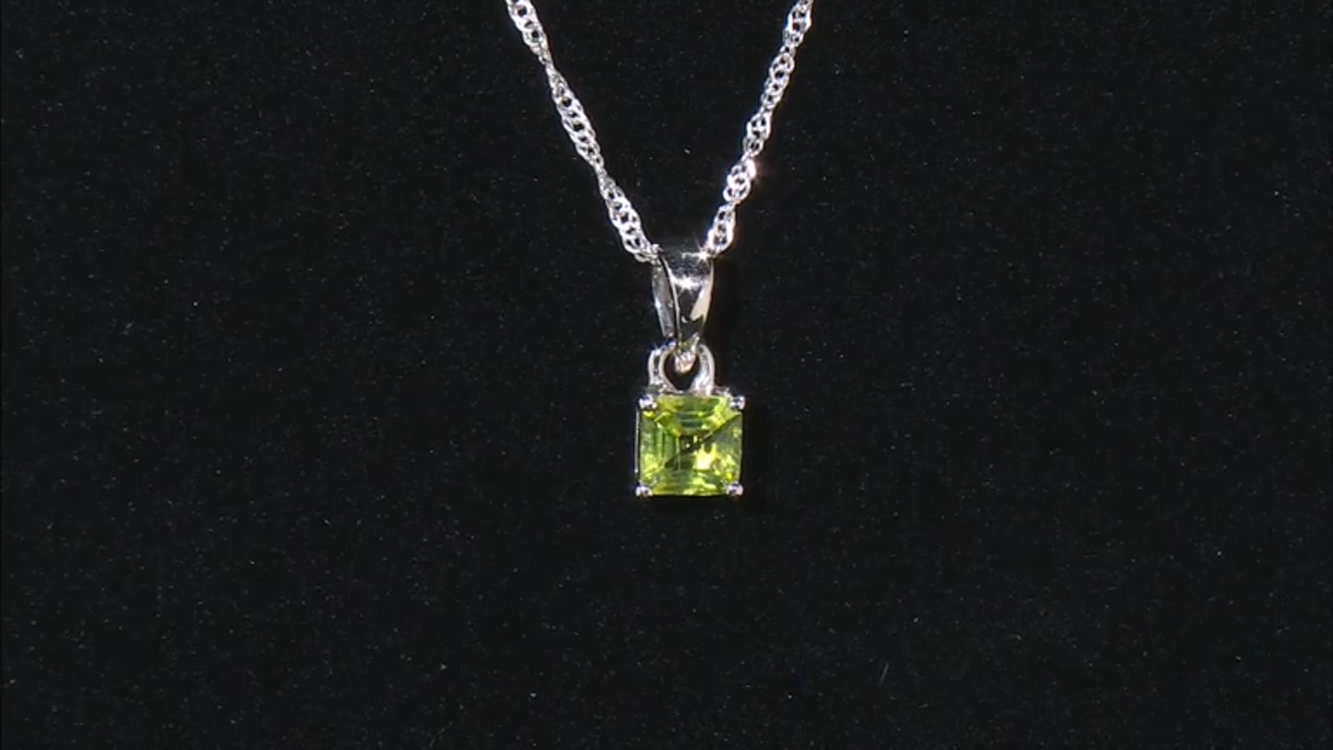Green Peridot Rhodium Over Sterling Silver Pendant With Chain 1.03ct Video Thumbnail